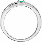 14K White Natural Emerald Family Stackable Ring
