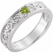 Sterling Silver Natural Peridot Family Stackable Ring
