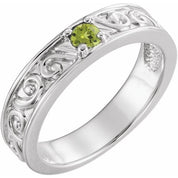 Sterling Silver Natural Peridot Family Stackable Ring
