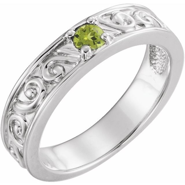 Sterling Silver Natural Peridot Family Stackable Ring