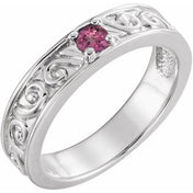 Sterling Silver Natural Pink Tourmaline Family Stackable Ring