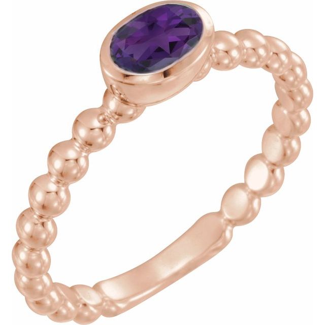14K Rose Natural Amethyst Family Stackable Ring