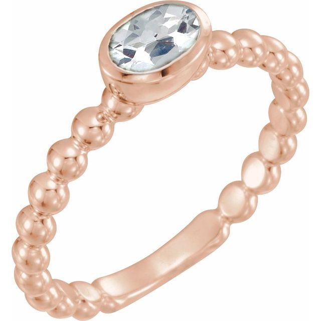 14K Rose Natural White Sapphire Family Stackable Ring