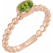 14K Rose Natural Peridot Family Stackable Ring