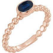 14K Rose Lab-Grown Blue Sapphire Family Stackable Ring