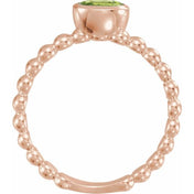 14K Rose Natural Peridot Family Stackable Ring