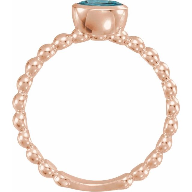 14K Rose Natural Blue Zircon Family Stackable Ring