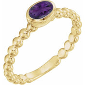 14K Yellow Natural Amethyst Family Stackable Ring