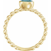 14K Yellow Natural Blue Zircon Family Stackable Ring
