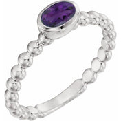 Sterling Silver Natural Amethyst Family Stackable Ring