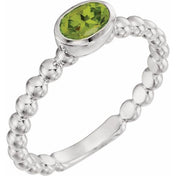 14K White Natural Peridot Family Stackable Ring