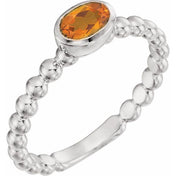 14K White Natural Citrine Family Stackable Ring