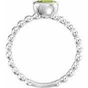 14K White Natural Peridot Family Stackable Ring