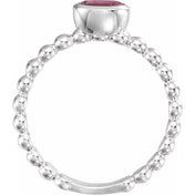 14K White Natural Pink Tourmaline Family Stackable Ring
