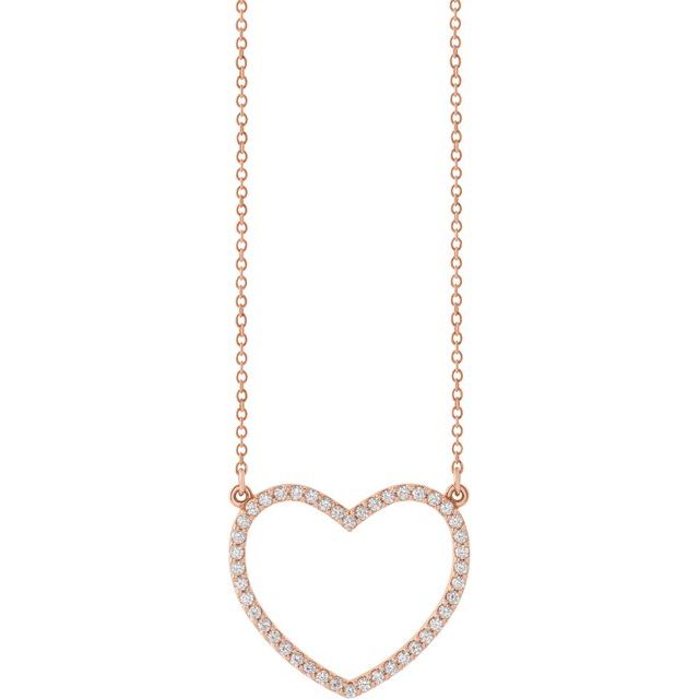 14K Rose 1/4 CTW Natural Diamond Heart 16" Necklace
