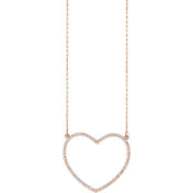 14K Rose 3/8 CTW Natural Diamond Large Heart 16" Necklace