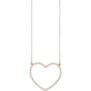 14K Rose 3/8 CTW Natural Diamond Large Heart 16" Necklace