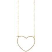 14K Yellow 3/8 CTW Natural Diamond Large Heart 16" Necklace