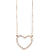 14K Rose 1/5 CTW Natural Diamond Small Heart 16" Necklace