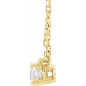 14K 1/4 CT Natural Diamond Solitaire Necklace 16-18"