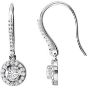 14K White 4.5 mm Round 3/8 CTW Natural Diamond Semi-Set Halo-Style Earrings