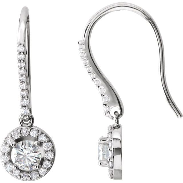 14K White 4.5 mm Round 3/8 CTW Natural Diamond Semi-Set Halo-Style Earrings