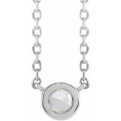 Sterling Silver 1/3 CT Rose-Cut Natural Diamond Bezel-Set 18" Necklace