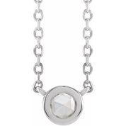 Platinum 1/3 CT Rose-Cut Natural Diamond Bezel-Set 18" Necklace
