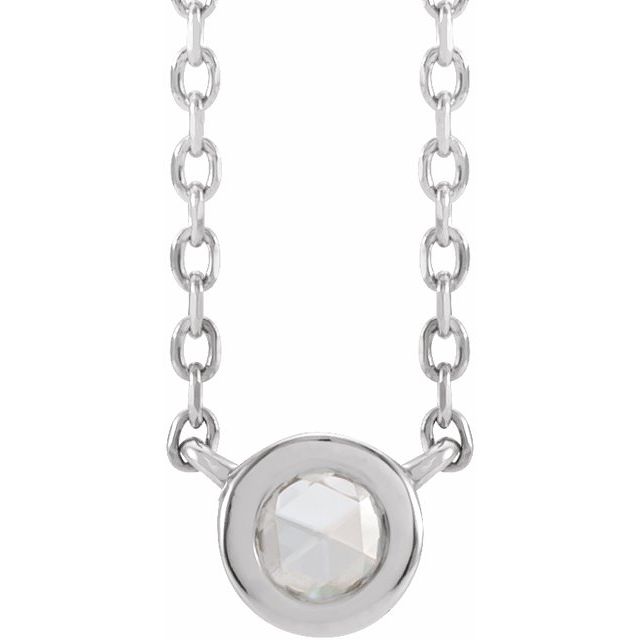 Platinum 1/3 CT Rose-Cut Natural Diamond Bezel-Set 18" Necklace