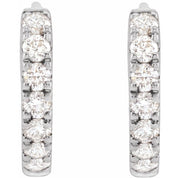 14K White 1/5 CTW Lab-Grown Diamond 10 mm Hoop Earrings