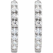 14K White 1/5 CTW Lab-Grown Diamond 12 mm Hoop Earrings