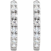 14K White 1/5 CTW Lab-Grown Diamond 12 mm Hoop Earrings