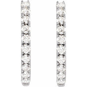 14K White 1/4 CTW Lab-Grown Diamond 14 mm Hoop Earrings