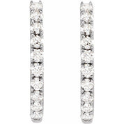 14K White 1/4 CTW Lab-Grown Diamond 14 mm Hoop Earrings