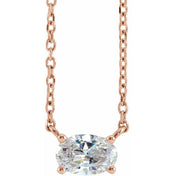 14K Lab-Grown Diamond Solitaire Necklace 16-18" with 1/4 to 1/2 CTW Diamonds