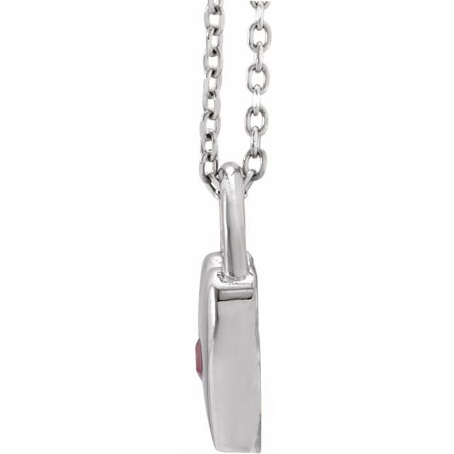 Sterling Silver Natural Pink Sapphire Heart Lock 18" Necklace