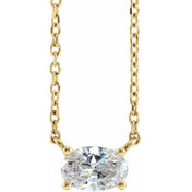 14K Lab-Grown Diamond Solitaire Necklace 16-18" with 1/4 to 1/2 CTW Diamonds