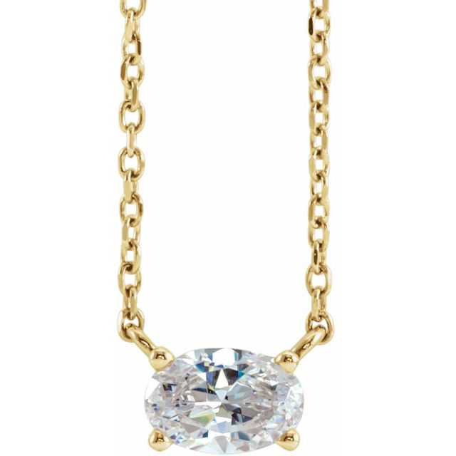 4 CT Natural Diamond Solitaire Necklace 16-18"