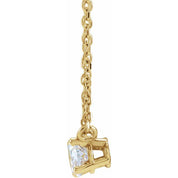 14K 1/4 CT Natural Diamond Solitaire Necklace 16-18"