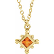 14K Yellow Natural Citrine Bezel-Set Beaded 16-18" Necklace
