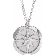 Sterling Silver .01 CT Natural Diamond Star 16-18" Necklace