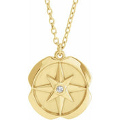 14K Natural Diamond Star Necklace 16-18" with .01 CT Diamonds