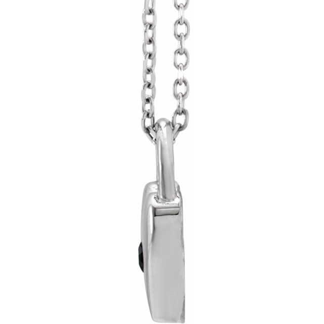 Platinum Natural Black Spinel Heart Lock 18" Necklace