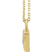 14K Yellow Natural White Sapphire Heart Lock 18" Necklace
