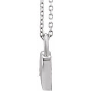 14K White Natural White Sapphire Heart Lock 18" Necklace