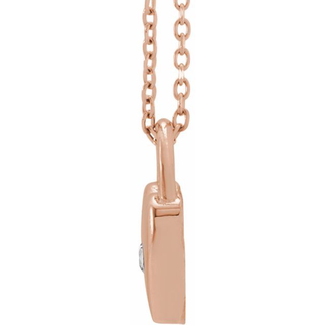 14K Rose Natural White Sapphire Heart Lock 18" Necklace