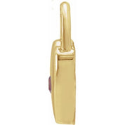 14K Yellow Natural Pink Sapphire Heart Lock Pendant