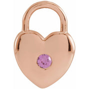 14K Rose Natural Pink Sapphire Heart Lock Pendant
