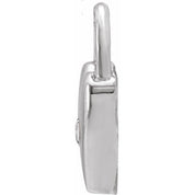 14K White Natural White Sapphire Heart Lock Pendant