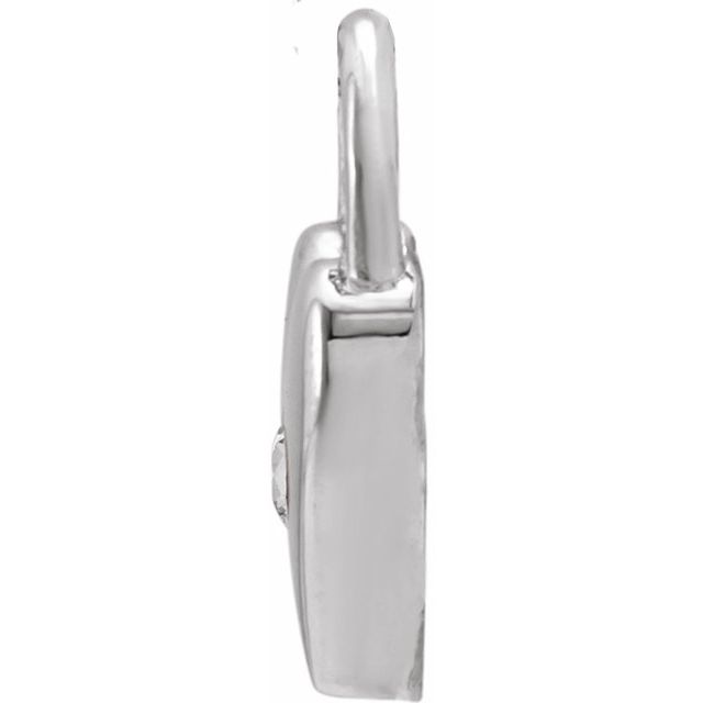14K White Natural White Sapphire Heart Lock Pendant